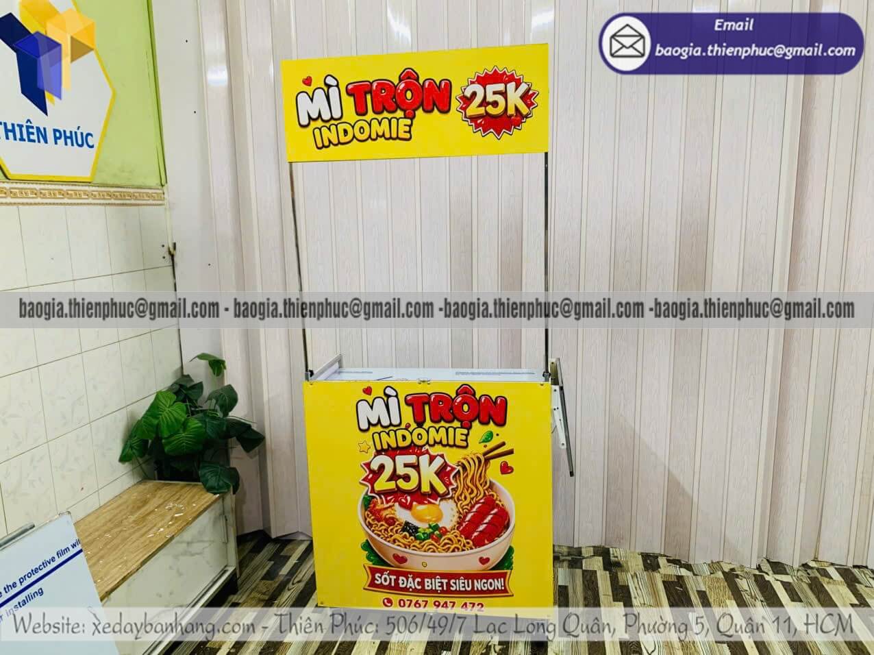 Xưởng sản xuất xe xếp bán mì trộn di động giá rẻ